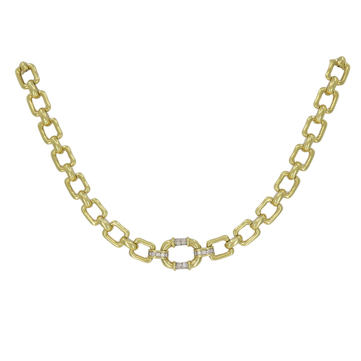 Vintage Cartier 18k Gold Diamond Square Link Collar Necklace