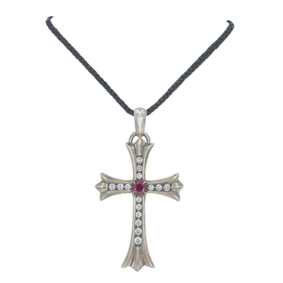 silver cross necklace 950 y2k ruby レザー Genuine Ruby Vatican