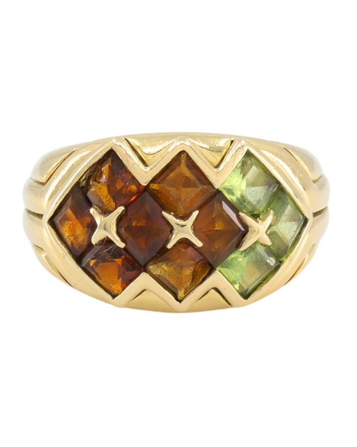 Bvlgari Bulgari Gemstone 18k Gold Cocktail Ring circa 1990s