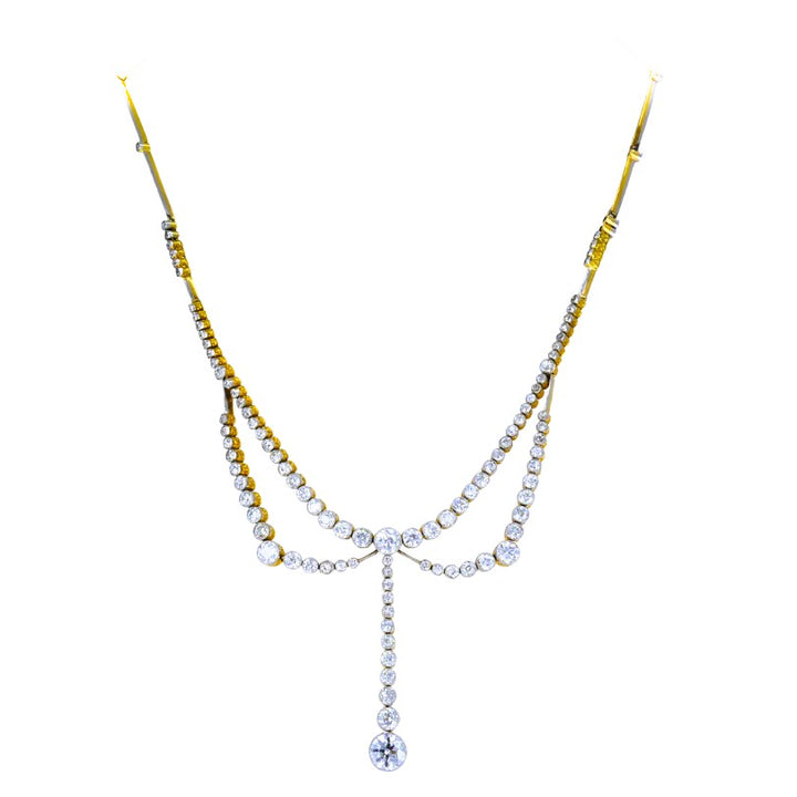 Edwardian Art Deco Necklace Platinum Diamond Vintage Jewelry Antique