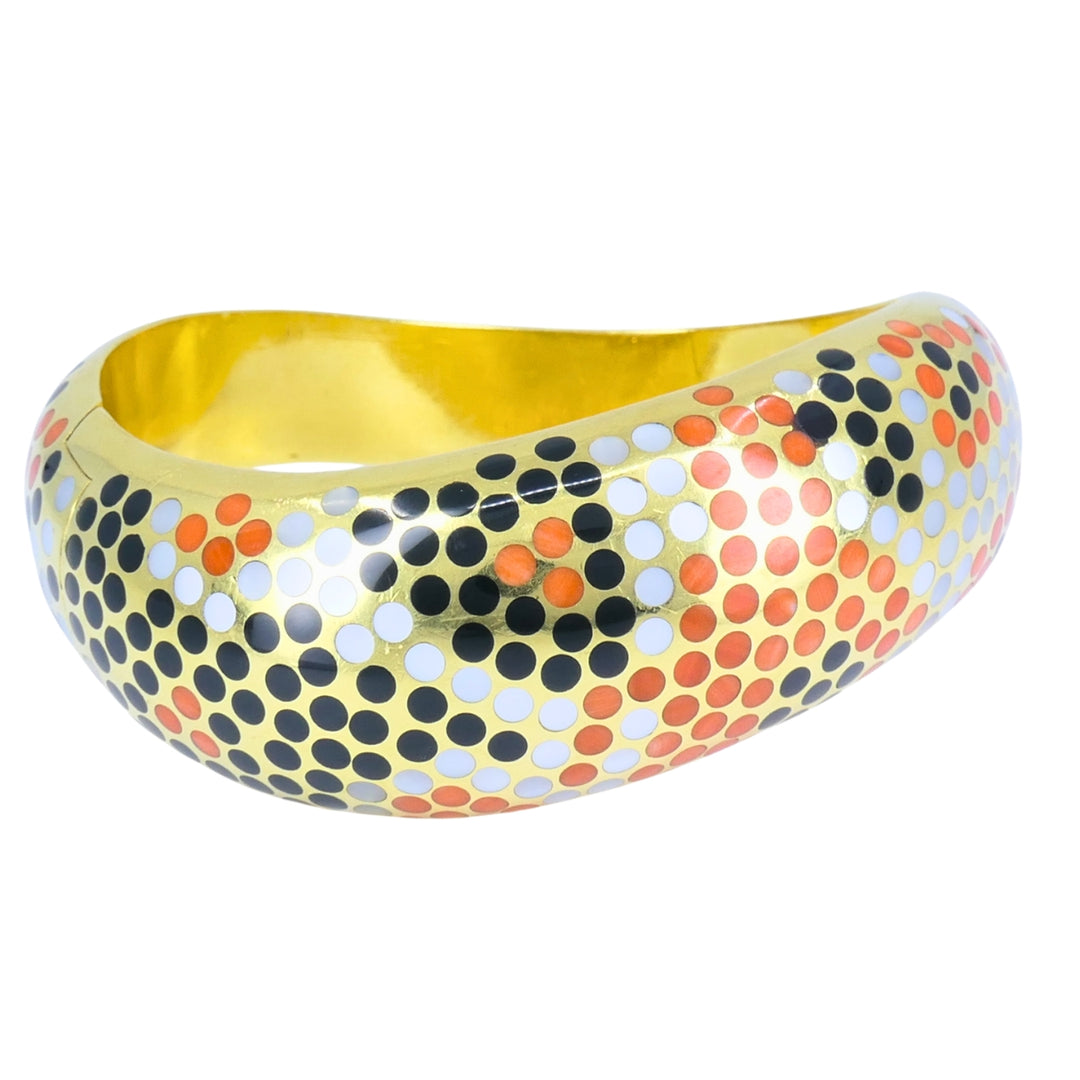 Angela Cummings Wavy Gold Bracelet 18k Gold Coral Onyx Mother-of-Pearl, 1987