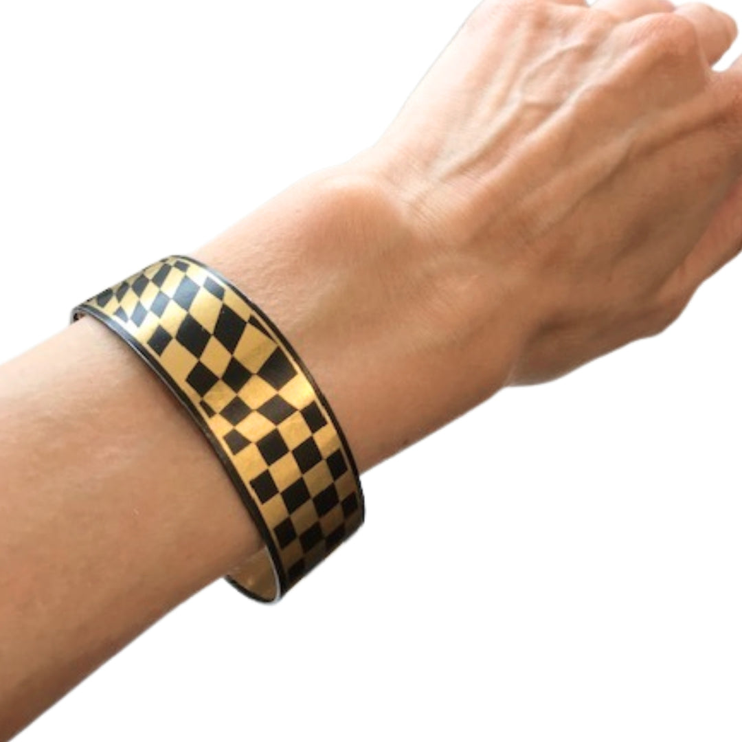 Vintage Tiffany & Co. Angela Cummings Damascene Gold Steel Lacquer Cuff Bangle