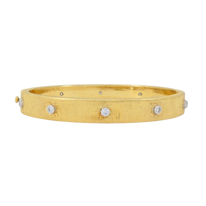 Vintage Buccellati 18k Gold Diamond Bangle Bracelet