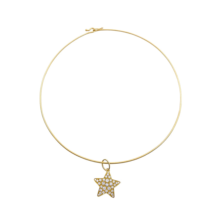14k Gold Diamond Star Pendant 10k Gold Choker Necklace