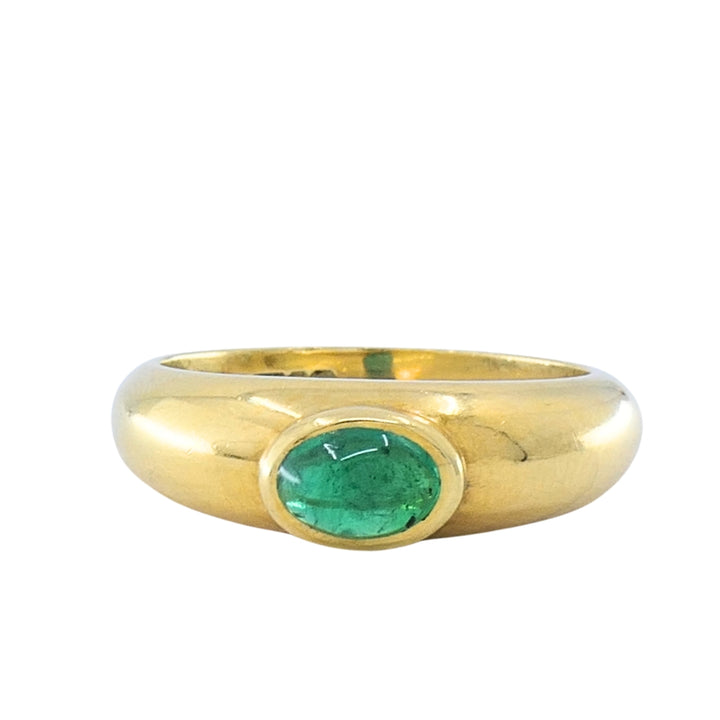 Asprey London 18k Gold Oval Cabochon Emerald Ring