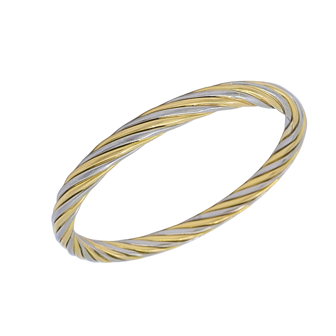 Van Cleef & Arpels Twisted Two-Tone 18k Gold Bangle Bracelet, 1970s