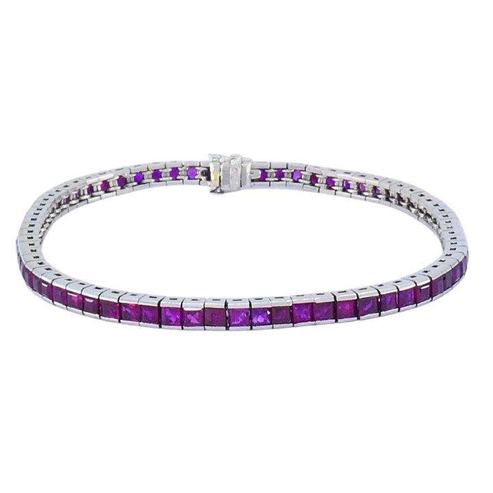Art Deco Ruby Tennis Bracelet Platinum 