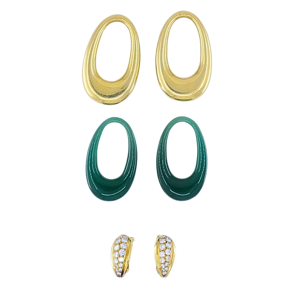 Cartier 18K Gold Chrysoprase Diamond Interchangeable Doorknocker Earrings