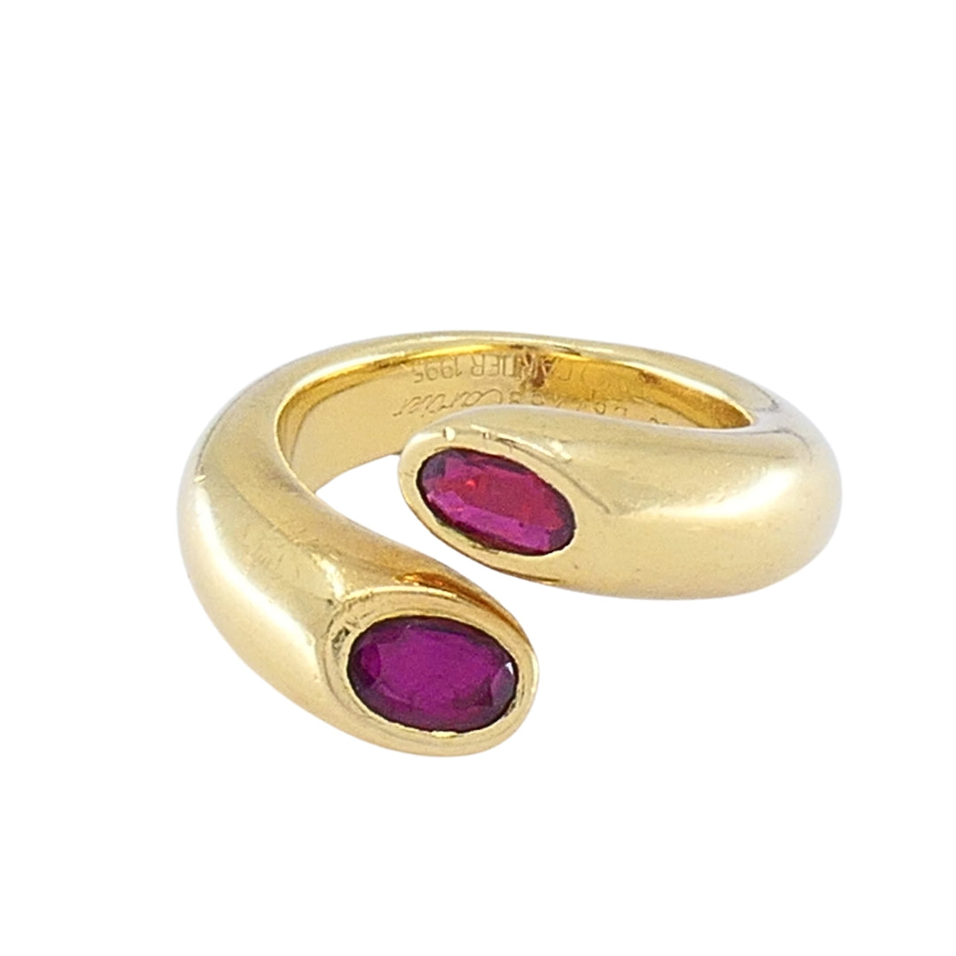 Cartier 18k Gold Ruby Ellipse Bypass Band Ring, 1995