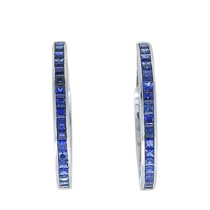 White Gold Sapphire Hoop Earrings