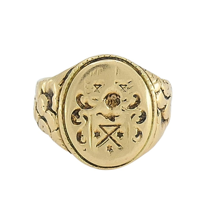 Antique 14k Gold Signet Ring Family Crest