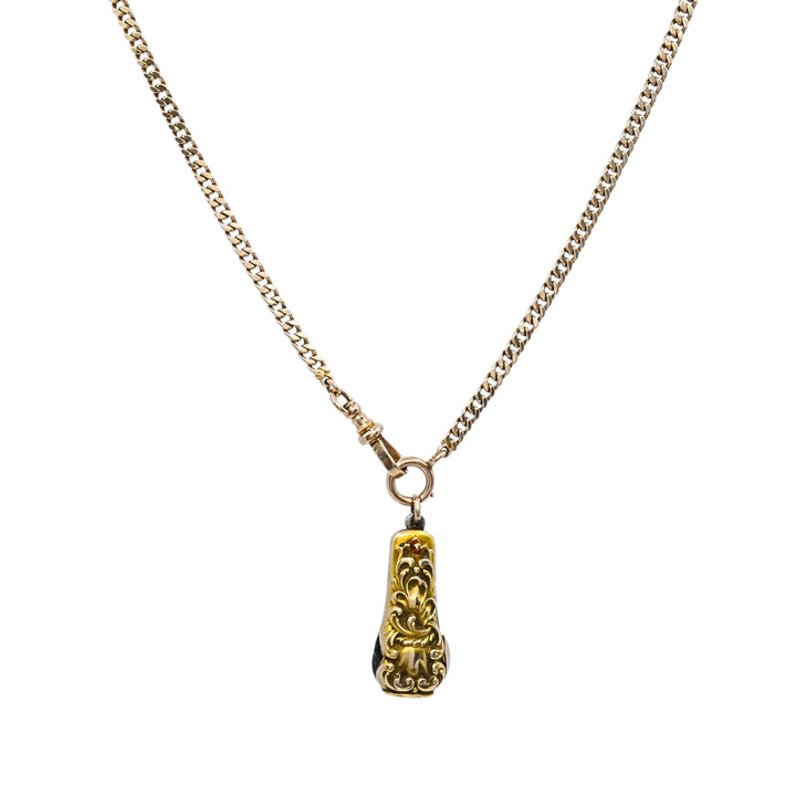 Antique 10k Gold Cigar Cutter Pendant 10k Gold Watch Chain Necklace