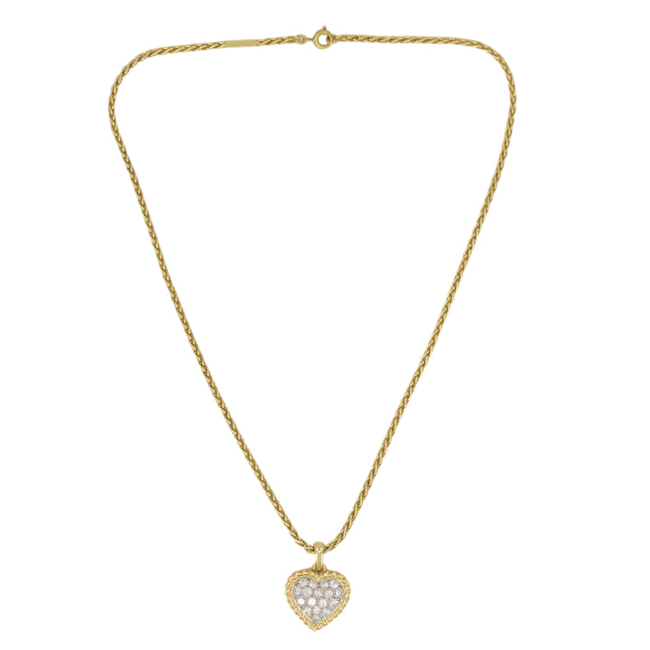 Van Cleef & Arpels Diamond Heart Pendant Necklace Gold Platinum Certificate of Authenticity
