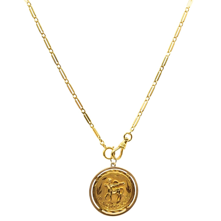 18k Gold Sagittarius Zodiac Pendant 10k Gold Watch Chain Necklace