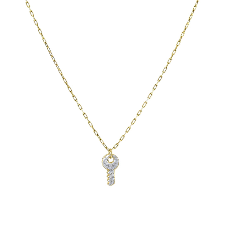 18k Diamond Key Pendant 14k Italian Gold Chain Necklace