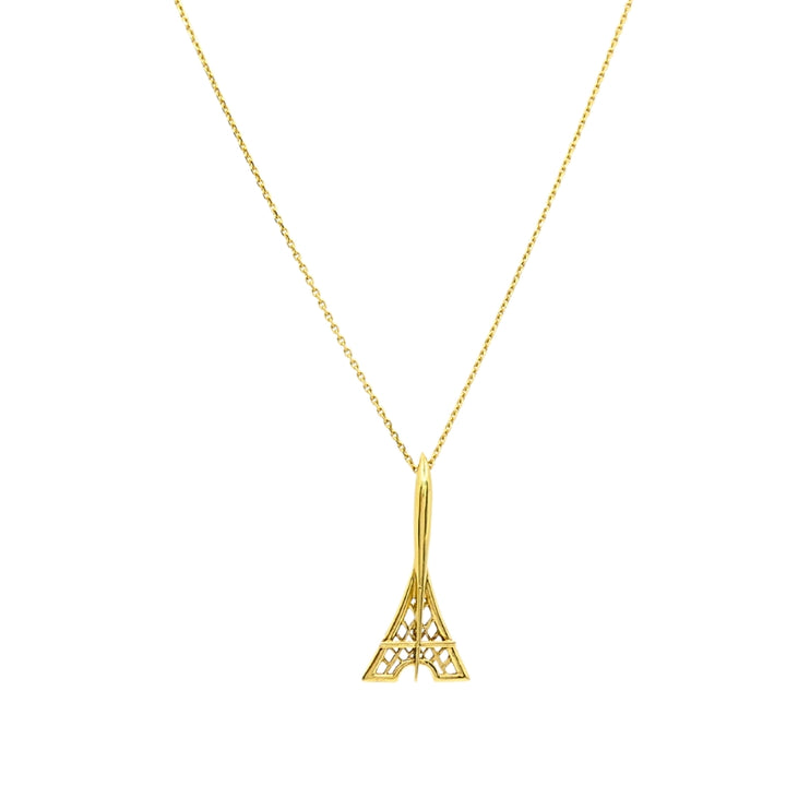 Fred Paris 18k Gold Eiffel Tower Pendant Necklace