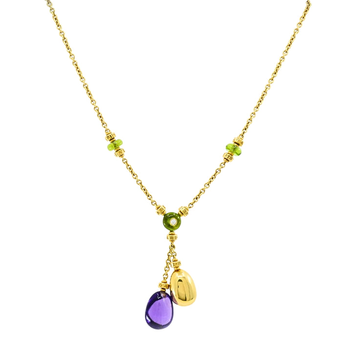 Bvlgari Bulgari 88 Club 18K Gold Amethyst Peridot Necklace