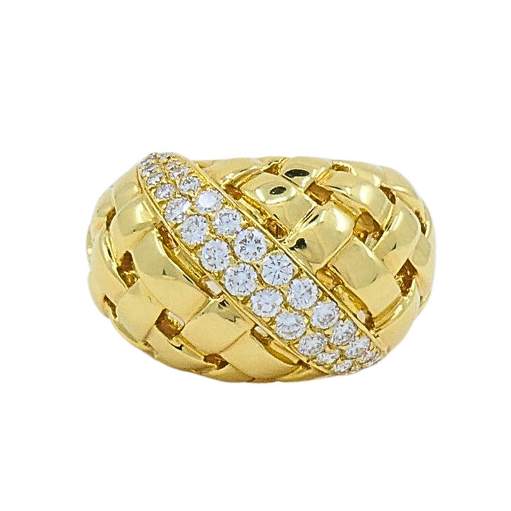 Tiffany and Co. 18K Gold  Diamond Dome Vannerie Ring