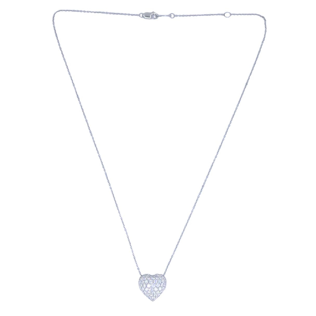 Cartier Pave Diamond Platinum Heart Pendant Necklace