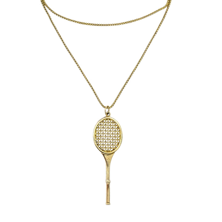 Vintage Cartier 14k Gold Tennis Racket Pendant & 14k Chain (Unsigned) Necklace