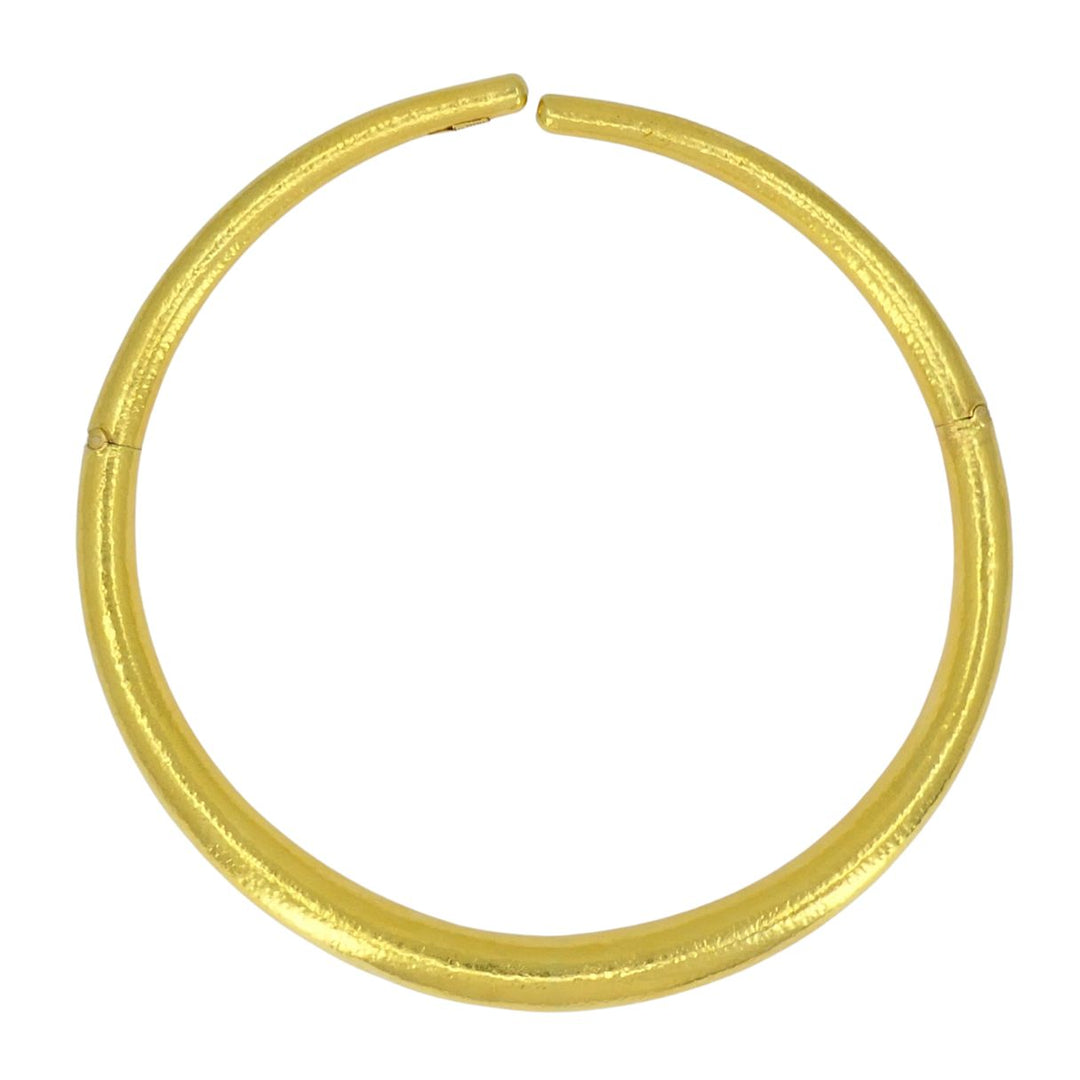 Vintage Greek 18k Hammered Gold Mechanical Collar Necklace