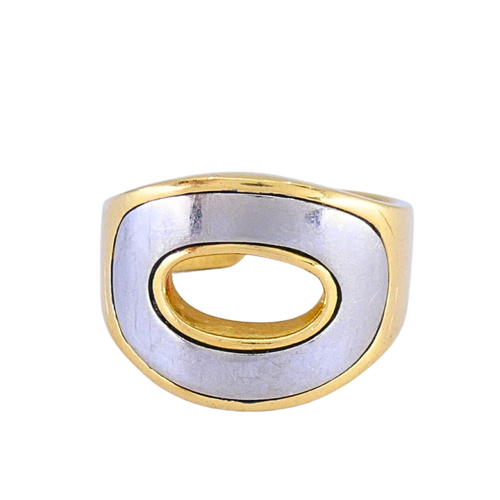 Vintage HERMÈS Silverium 18k Gold Sculptural Open-Cuff Ring, 1970s