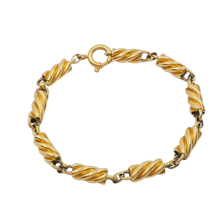 Vintage 18k Gold Twisted Rope Link Bracelet
