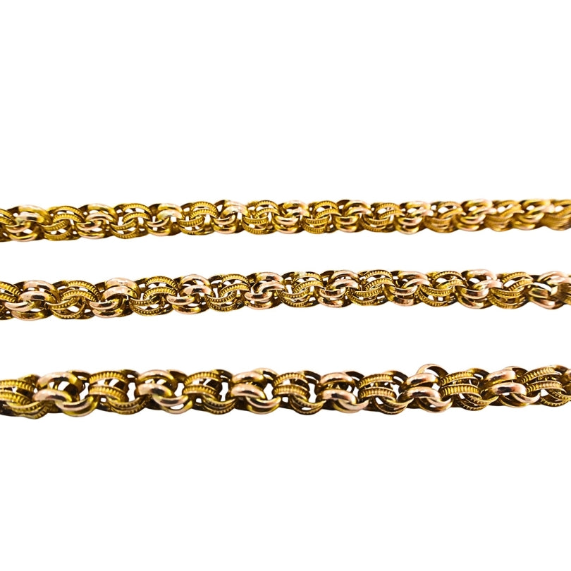 Antique Chain 10k Gold Textured Rope Necklace