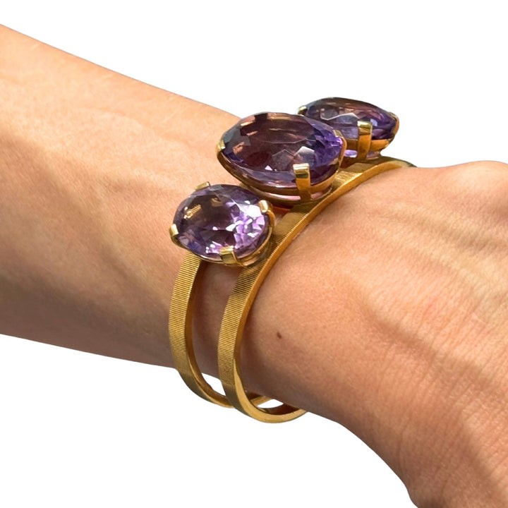 Vintage Hermès 18k Gold Amethyst Clamper Bracelet