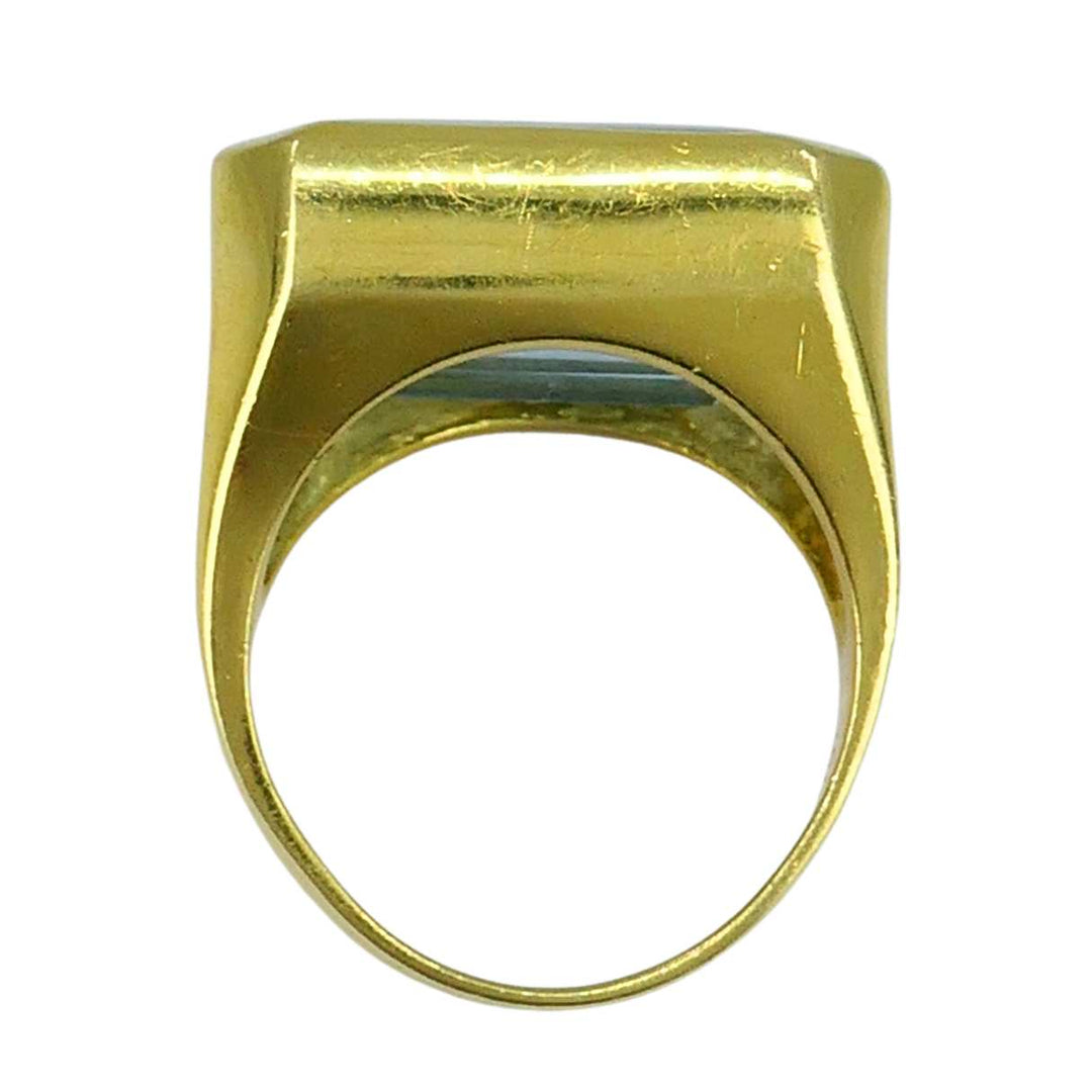Vintage Aquamarine 18k Yellow Gold Cocktail Ring