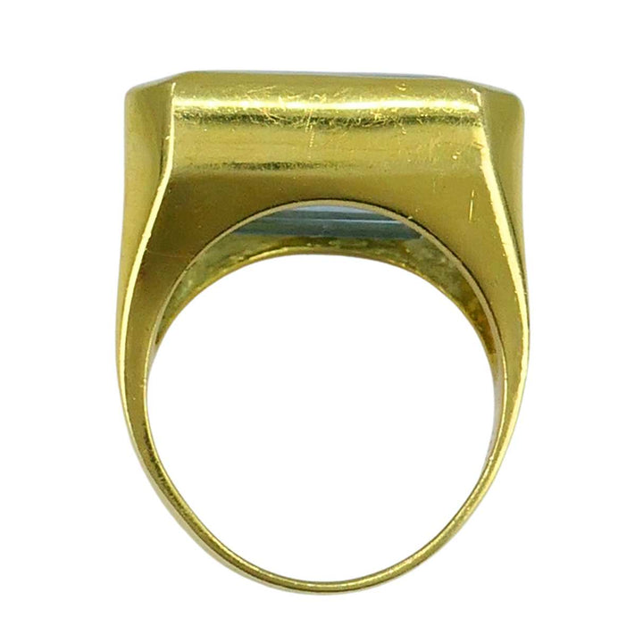 Vintage Aquamarine 18k Yellow Gold Cocktail Ring