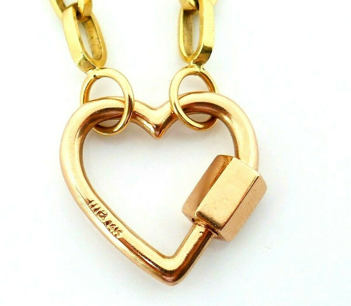 Marla Aaron 14k Gold Heartlock Pendant Biker Chain Necklace