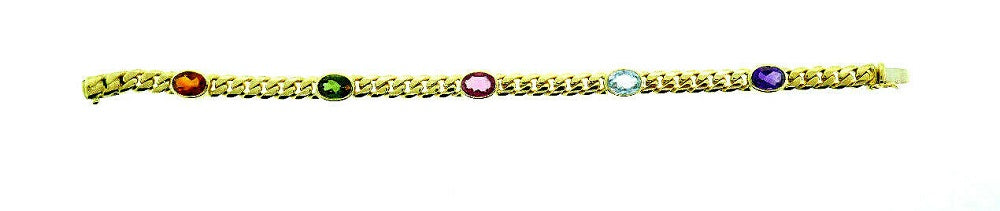 Mayor's 18k Yellow Gold Gemstones Chain Bracelet