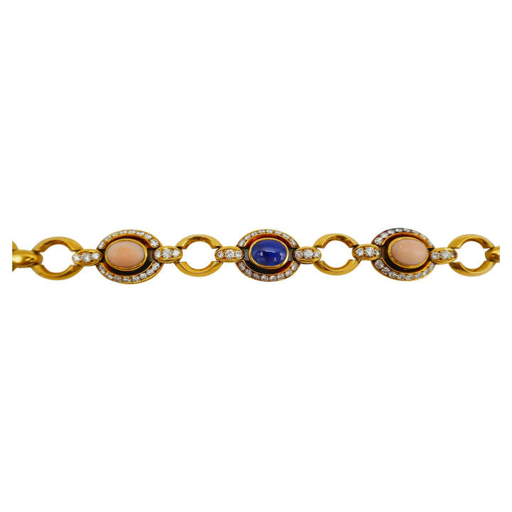 1960s Bulgari Bvlgari Coral Sapphire Diamond Gold Necklace