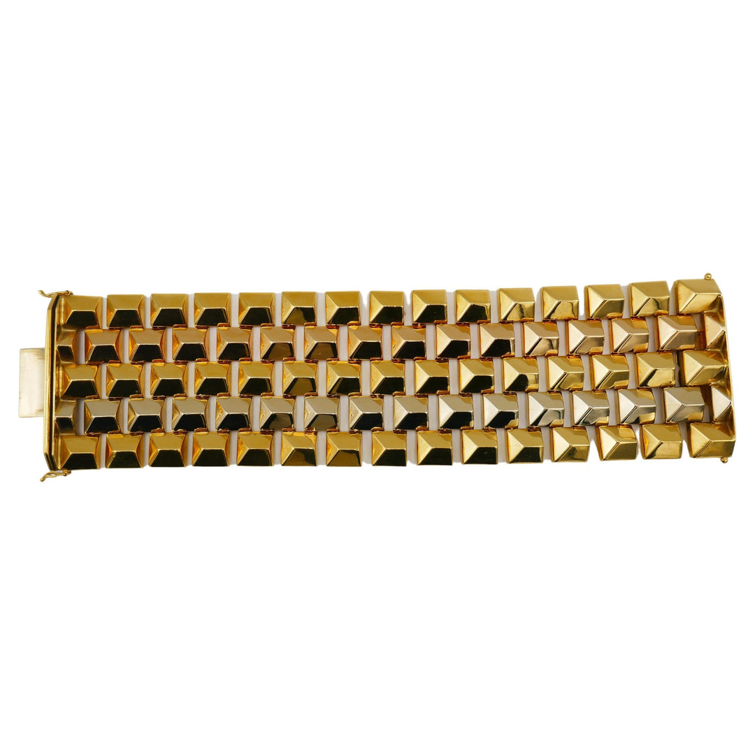 Retro Three Tone Gold Geometrical Bracelet