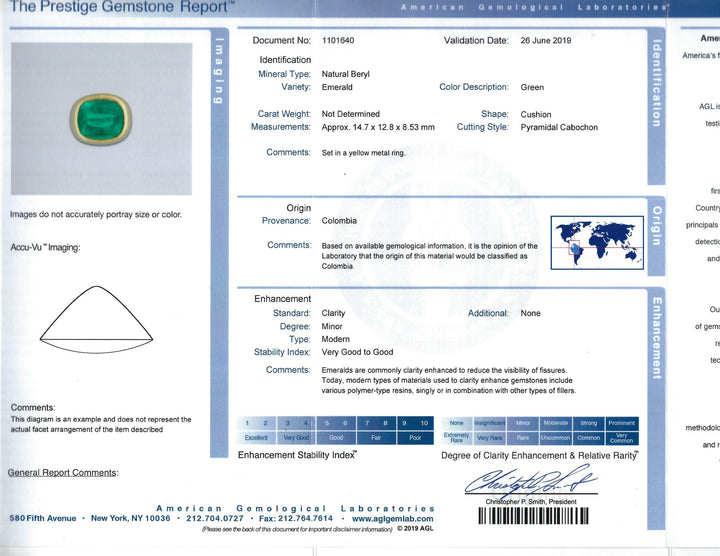 Vintage Colombian Emerald AGL 18k Gold Ring