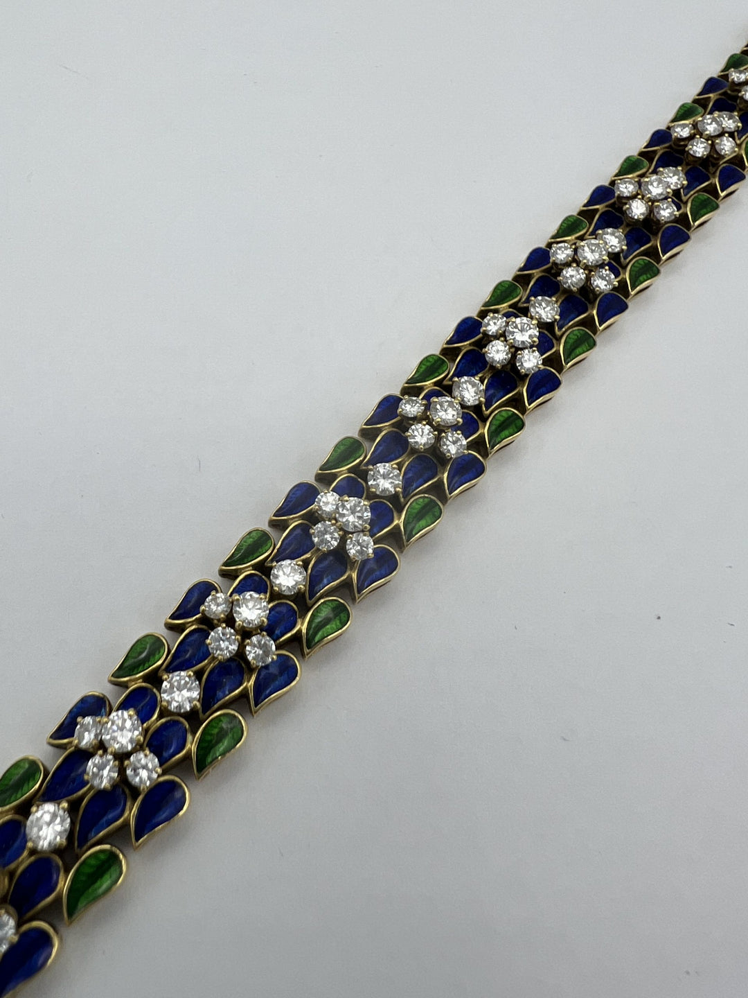 Vintage Gold Diamond Enamel Bracelet