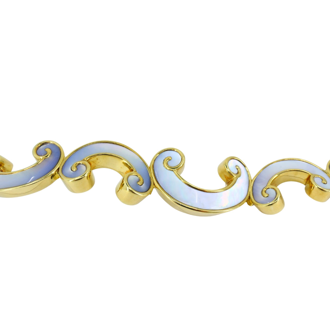 Vintage Angela Cummings 18K Gold and Mother of Pearl Bracelet