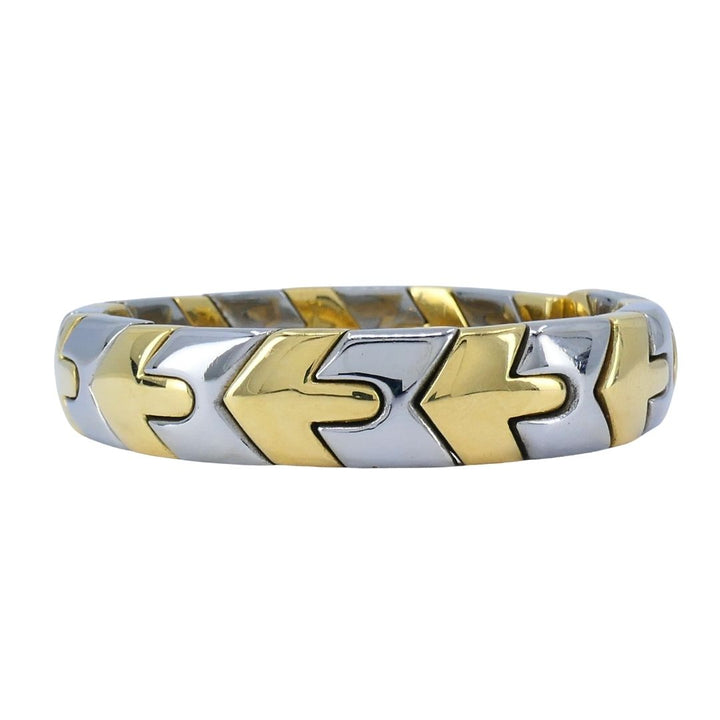 Vintage Bvlgari 18k Gold Steel Alveare Cuff Bracelet