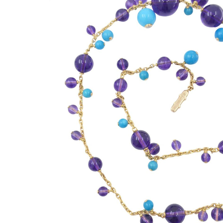 Cartier Necklace & Ring Set 18k Gold Amethyst Turquoise Diamond Box & Cert.