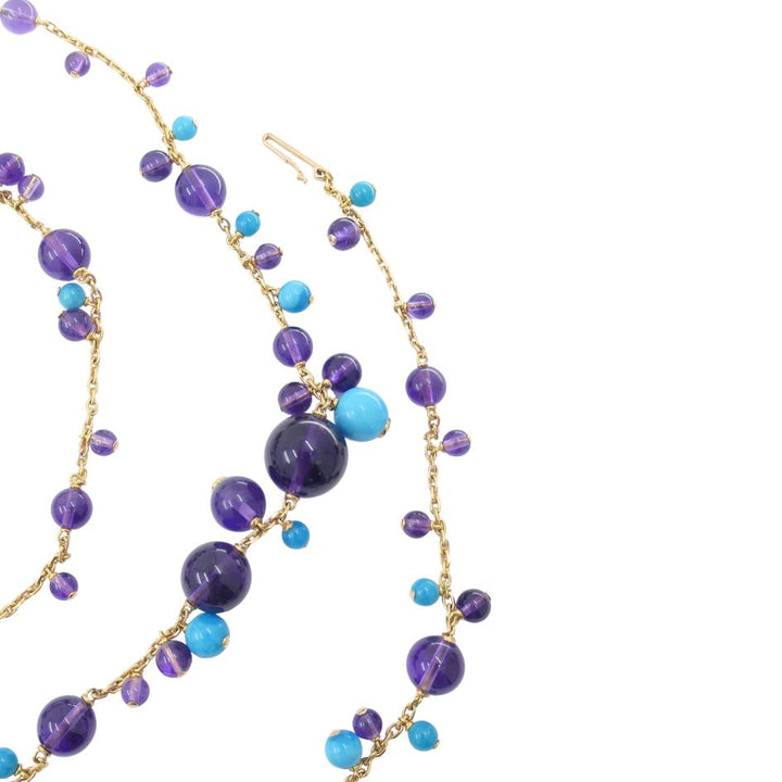 Cartier Necklace & Ring Set 18k Gold Amethyst Turquoise Diamond Box & Cert.