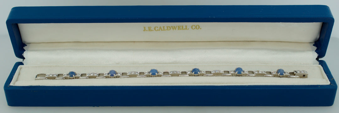 Vintage J.E. Caldwell Star Sapphire Diamond Platinum Bracelet Estate Jewelry