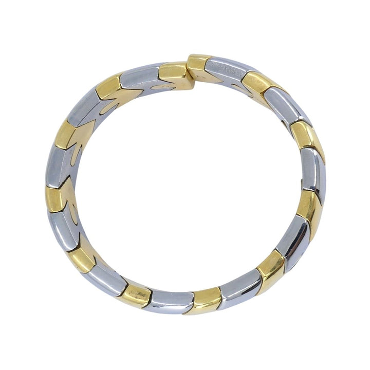 Vintage Bvlgari 18k Gold Steel Alveare Cuff Bracelet