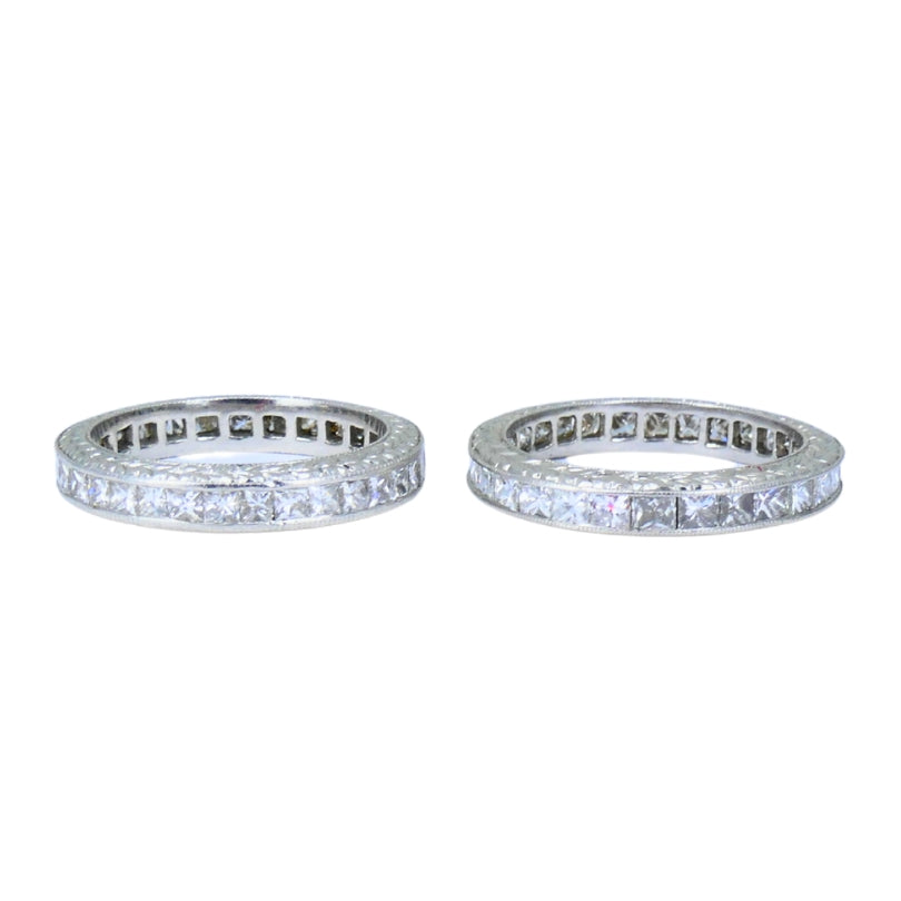 Michael Beaudry Princess Cut Diamond Eternity Band Platinum Size 6 Wedding Ring
