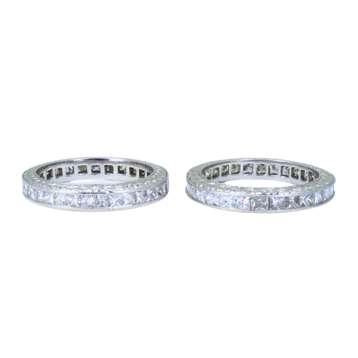 Michael Beaudry Princess Cut Diamond Eternity Band Platinum Size 6 Wedding Ring