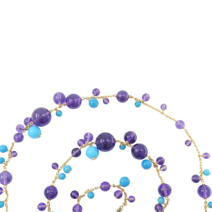 Cartier Necklace & Ring Set 18k Gold Amethyst Turquoise Diamond Box & Cert.