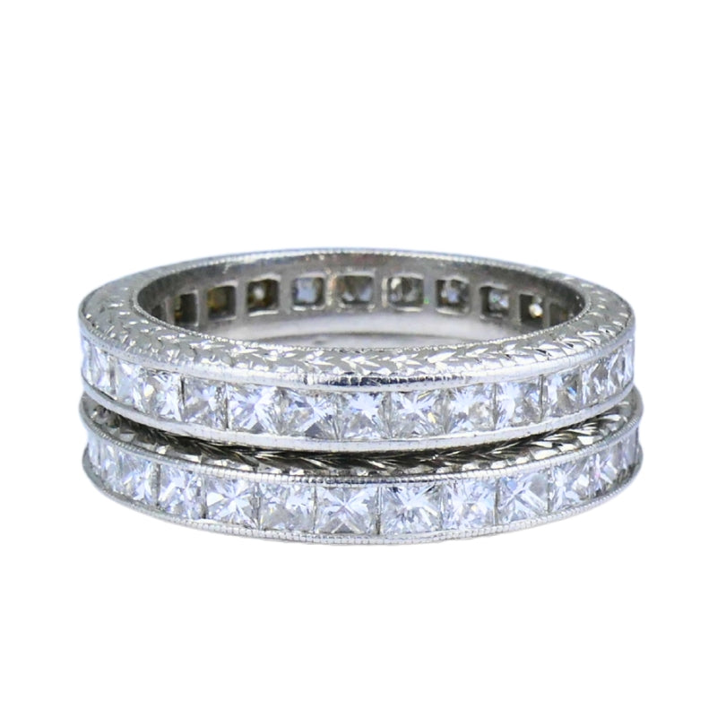 Michael Beaudry Princess Cut Diamond Eternity Band Platinum Size 6 Wedding Ring
