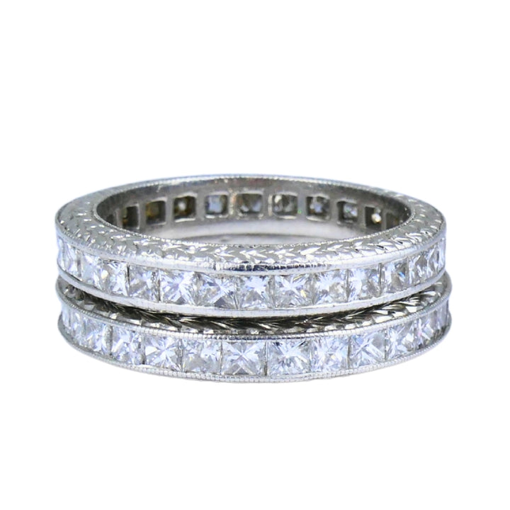 Michael Beaudry Princess Cut Diamond Eternity Band Platinum Size 6 Wedding Ring
