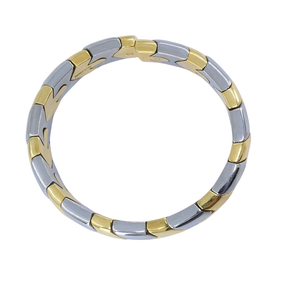 Vintage Bvlgari 18k Gold Steel Alveare Cuff Bracelet