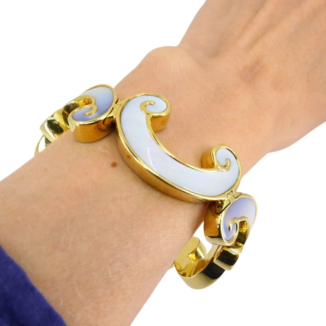 Vintage Angela Cummings 18K Gold and Mother of Pearl Bracelet